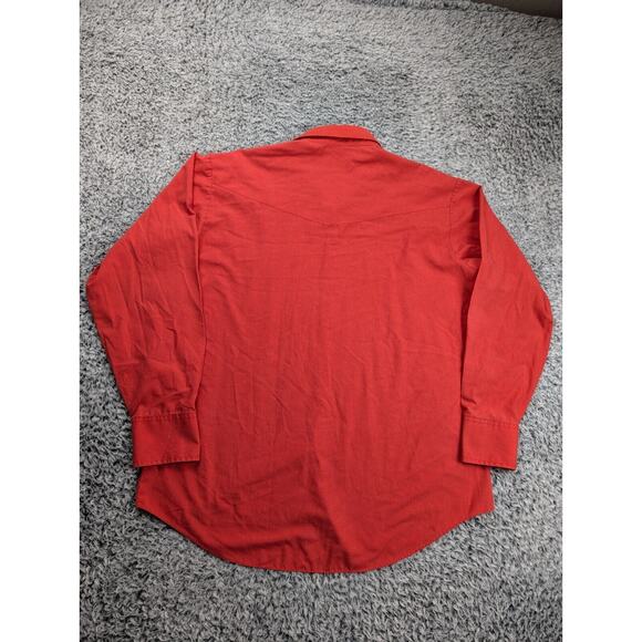 Vintage Ely Cattleman Shirt Mens 17 Red Long Sleeve Pearl Snap Cowboy Rodeo - Picture 5 of 6